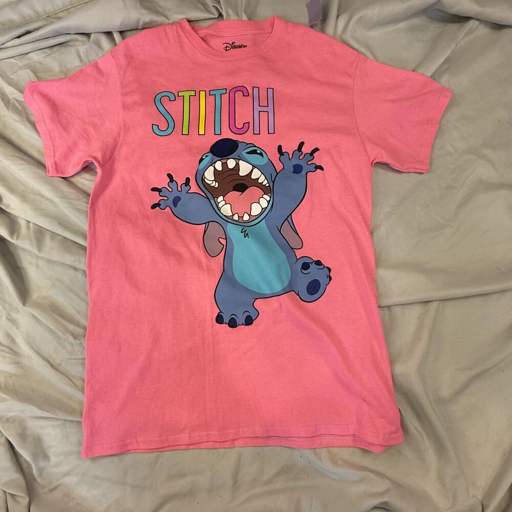 Disney Shirt Womens M Pink Stitch Lilo & Stitch Crew Neck‎ Short Sleeve